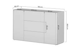 Bogart Komody Do Biura|Komody Do Przedpokoju*ELIVO KOMODA 150 2D3SZ - eukaliptus / dąb baltic dune