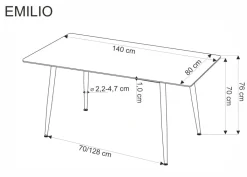 Halmar Stoły*EMILIO 120 stół blat - biały marmur, nogi - czarny (2p=1szt)1 sztuka