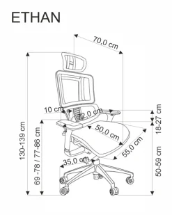 Halmar Fotele*ETHAN fotel gabinetowy popielaty (1p=1szt)1 sztuka