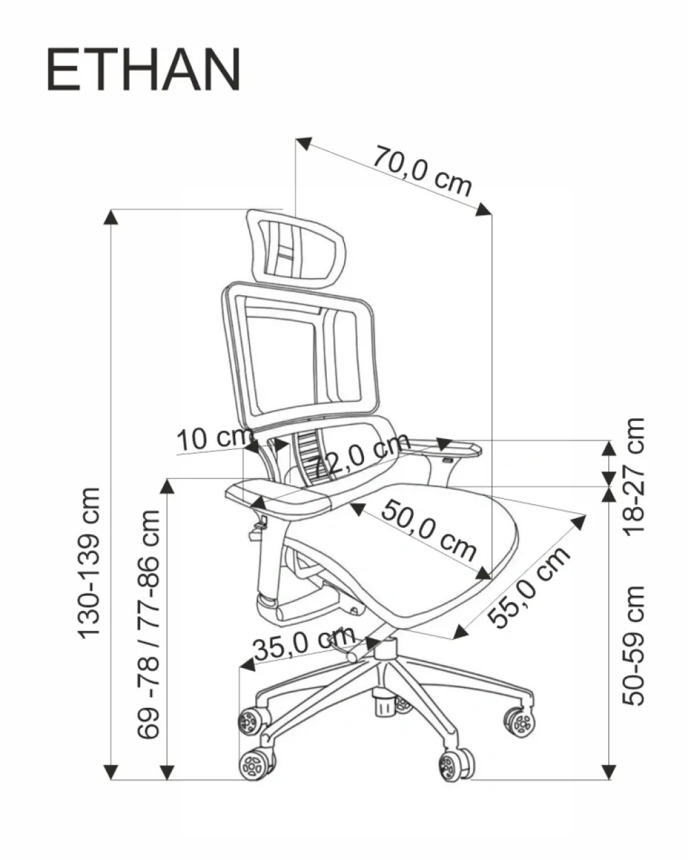 Halmar Fotele*ETHAN fotel gabinetowy popielaty (1p=1szt)1 sztuka