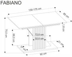Halmar Stoły*FABIANO stół rozkładany 135-175/85 cm dąb wotan/czarny (2p=1szt)1 sztuka