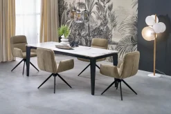 Halmar Stoły*FELIX stół rozkładany, blat - biały marmur, nogi - czarny (2p=1szt)1 sztuka