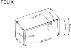 Halmar Stoły*FELIX stół rozkładany, blat - biały marmur, nogi - czarny (2p=1szt)1 sztuka