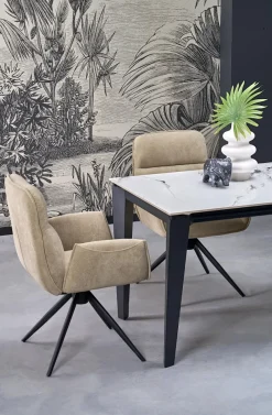 Halmar Stoły*FELIX stół rozkładany, blat - biały marmur, nogi - czarny (2p=1szt)1 sztuka