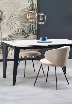 Halmar Stoły*FELIX stół rozkładany, blat - biały marmur, nogi - czarny (2p=1szt)1 sztuka