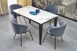 Halmar Stoły*FELIX stół rozkładany, blat - biały marmur, nogi - czarny (2p=1szt)1 sztuka