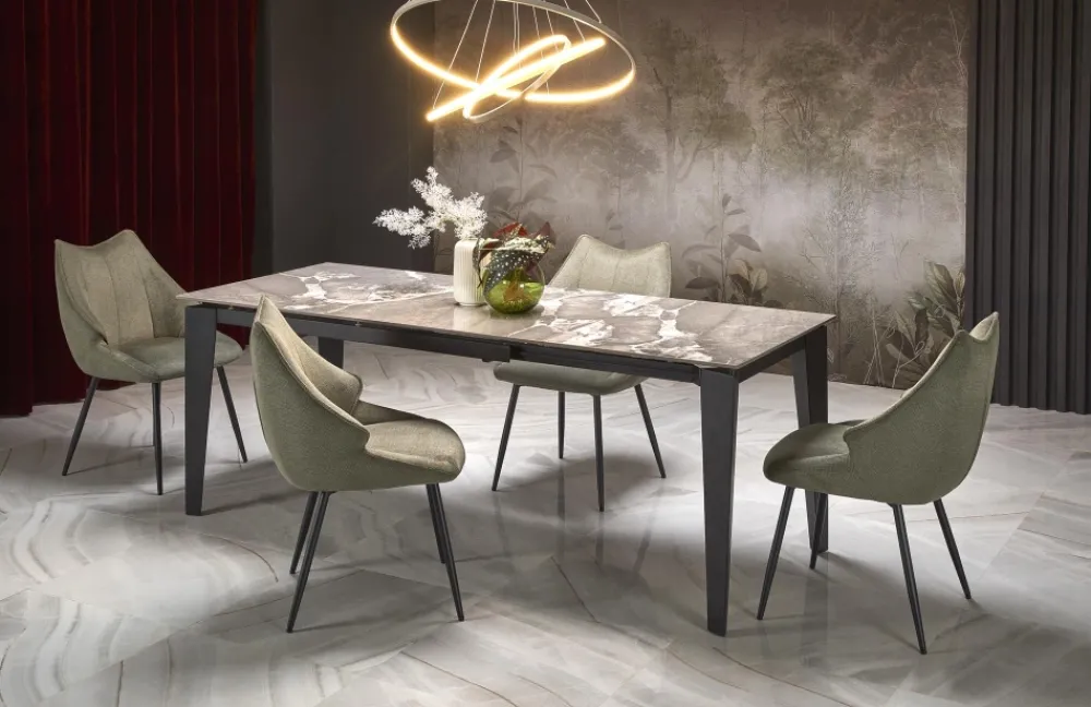 Halmar Stoły*FELIX stół rozkładany, blat - popielaty marmur, nogi - czarny (2p=1szt)1 sztuka