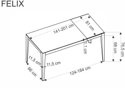 Halmar Stoły*FELIX stół rozkładany, blat - popielaty marmur, nogi - czarny (2p=1szt)1 sztuka