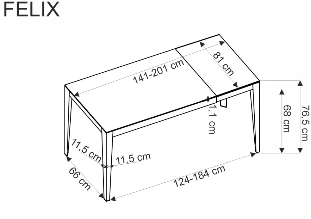 Halmar Stoły*FELIX stół rozkładany, blat - popielaty marmur, nogi - czarny (2p=1szt)1 sztuka