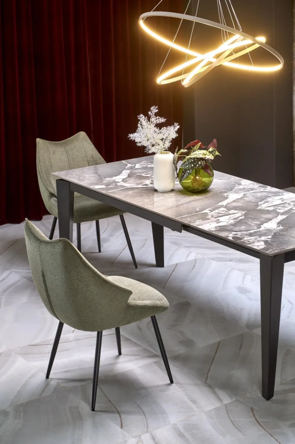 Halmar Stoły*FELIX stół rozkładany, blat - popielaty marmur, nogi - czarny (2p=1szt)1 sztuka