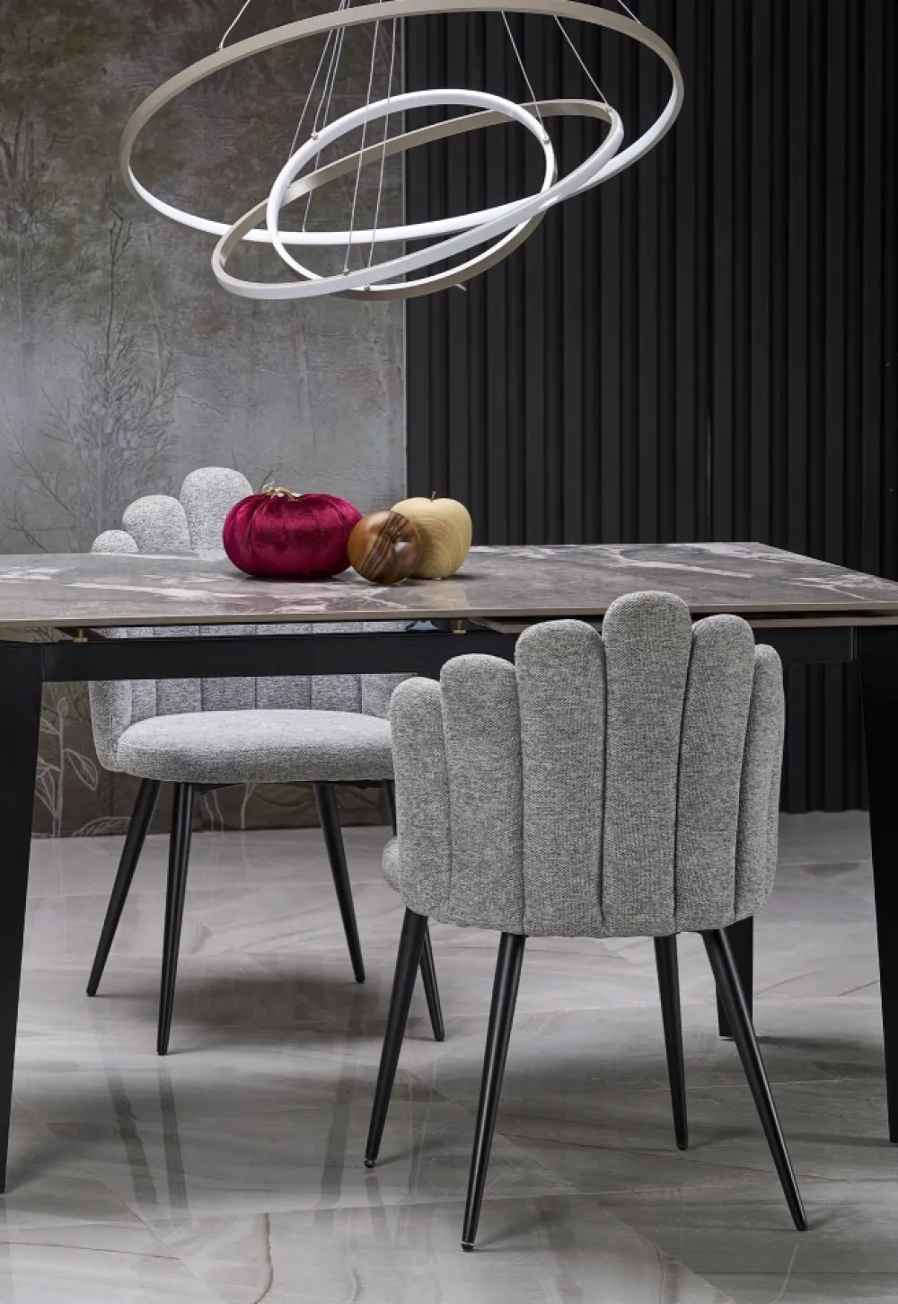 Halmar Stoły*FELIX stół rozkładany, blat - popielaty marmur, nogi - czarny (2p=1szt)1 sztuka