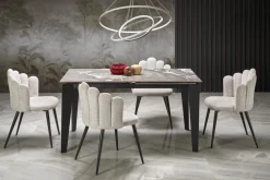 Halmar Stoły*FELIX stół rozkładany, blat - popielaty marmur, nogi - czarny (2p=1szt)1 sztuka