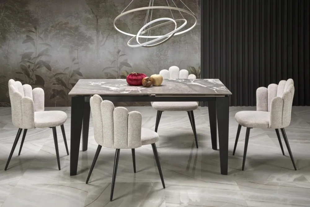 Halmar Stoły*FELIX stół rozkładany, blat - popielaty marmur, nogi - czarny (2p=1szt)1 sztuka