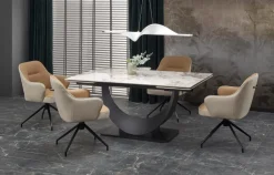 Halmar Stoły*FERNANDO stół rozkładany, blat - biały marmur, nogi - czarny (3p=1szt)1 sztuka