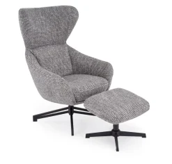 Halmar Fotele*FREDY fotel wypoczynkowy z podnóżkiem oraz z funkcją obracania, popielaty (1p=1szt)1 sztuka