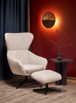 Halmar Fotele*FREDY fotel wypoczynkowy z podnóżkiem oraz z funkcją obracania, j.beżowy(1p=1szt)1 sztuka