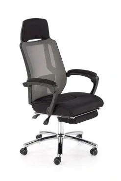 Halmar Fotele*FREEMAN fotel pracowniczy z podnożkiem czarny / popielaty1 sztuka