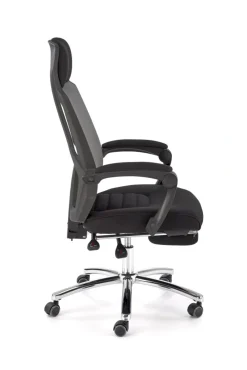 Halmar Fotele*FREEMAN fotel pracowniczy z podnożkiem czarny / popielaty1 sztuka