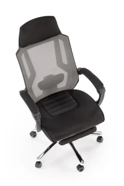 Halmar Fotele*FREEMAN fotel pracowniczy z podnożkiem czarny / popielaty1 sztuka