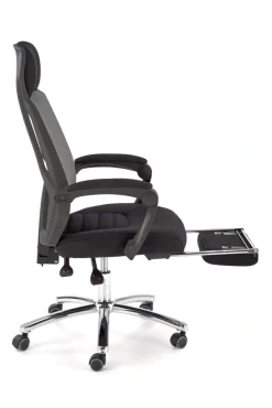 Halmar Fotele*FREEMAN fotel pracowniczy z podnożkiem czarny / popielaty1 sztuka