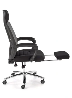 Halmar Fotele*FREEMAN fotel pracowniczy z podnożkiem czarny / popielaty1 sztuka