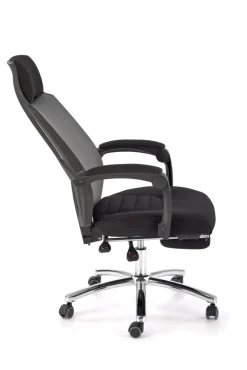 Halmar Fotele*FREEMAN fotel pracowniczy z podnożkiem czarny / popielaty1 sztuka