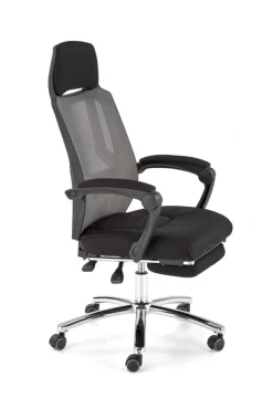 Halmar Fotele*FREEMAN fotel pracowniczy z podnożkiem czarny / popielaty1 sztuka