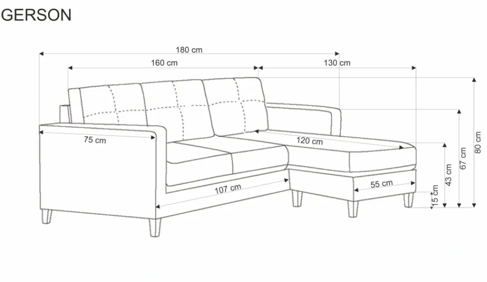 Halmar Fotele*GERSON sofa z podnóżkiem popielaty (1p=1szt)1 sztuka