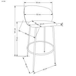 Halmar Taborety I Hokery*H116 hoker kremowy / złoty (1p=2szt)1 sztuka
