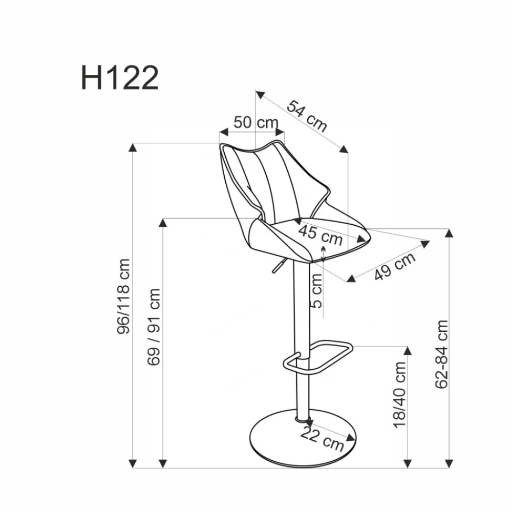 Halmar Taborety I Hokery*H122 hoker nogi - czarny, siedzisko - popielaty (1p=2szt)1 sztuka