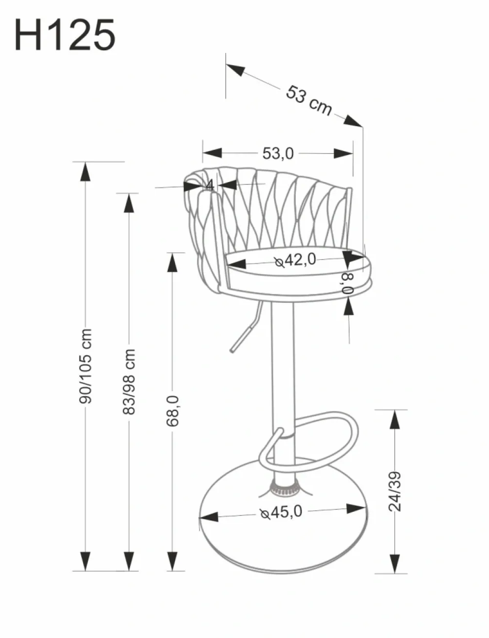 Halmar Taborety I Hokery*H126 hoker popielaty (1p=2 szt)1 sztuka