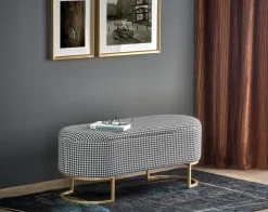 Halmar Fotele*HARMONY ławka z funkcją pojemnika, czarny / biały / złoty (1p=1szt)1 sztuka