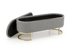 Halmar Fotele*HARMONY ławka z funkcją pojemnika, czarny / biały / złoty (1p=1szt)1 sztuka