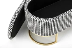 Halmar Fotele*HARMONY ławka z funkcją pojemnika, czarny / biały / złoty (1p=1szt)1 sztuka