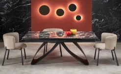 Halmar Stoły*HILARIO stół rozkładany, blat - czarny marmur, nogi - czarny (3p=1szt)1 sztuka