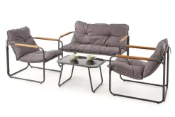 Halmar Meble Ogrodowe*HUDSON, zestaw ogrodowy ( sofa, fotel 2x, ława ), popielaty / brązowy (1p=1zestaw)1 sztuka