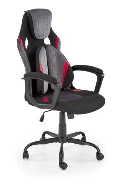 Halmar Fotele*JENSEN fotel gabinetowy, czarny - popielaty - czerwony1 sztuka