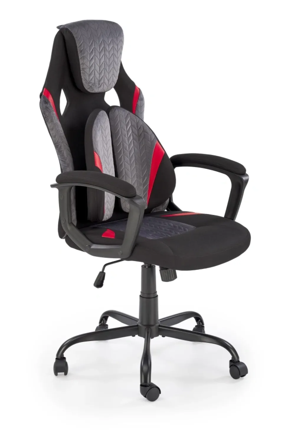 Halmar Fotele*JENSEN fotel gabinetowy, czarny - popielaty - czerwony1 sztuka