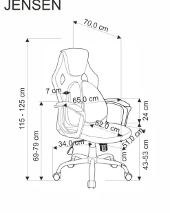 Halmar Fotele*JENSEN fotel gabinetowy, czarny - popielaty - czerwony1 sztuka