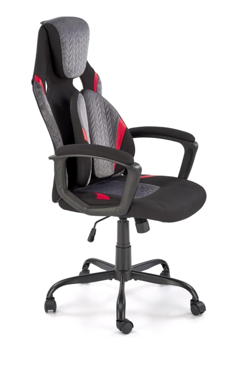 Halmar Fotele*JENSEN fotel gabinetowy, czarny - popielaty - czerwony1 sztuka