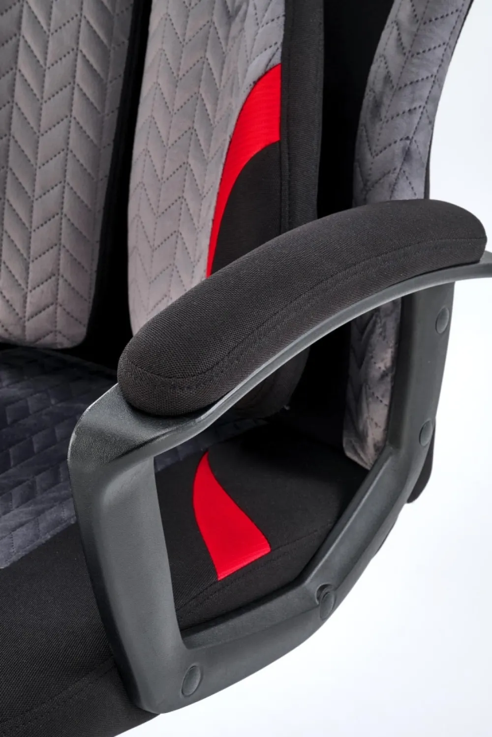 Halmar Fotele*JENSEN fotel gabinetowy, czarny - popielaty - czerwony1 sztuka