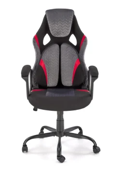 Halmar Fotele*JENSEN fotel gabinetowy, czarny - popielaty - czerwony1 sztuka