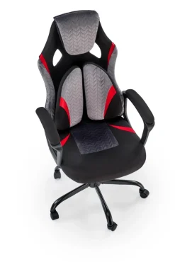 Halmar Fotele*JENSEN fotel gabinetowy, czarny - popielaty - czerwony1 sztuka