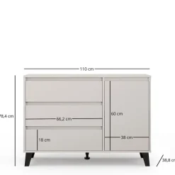 Mebelbos Komody Do Biura|Komody Do Przedpokoju*Kaszmirowa komoda z 3 szufladami i szafką BORG