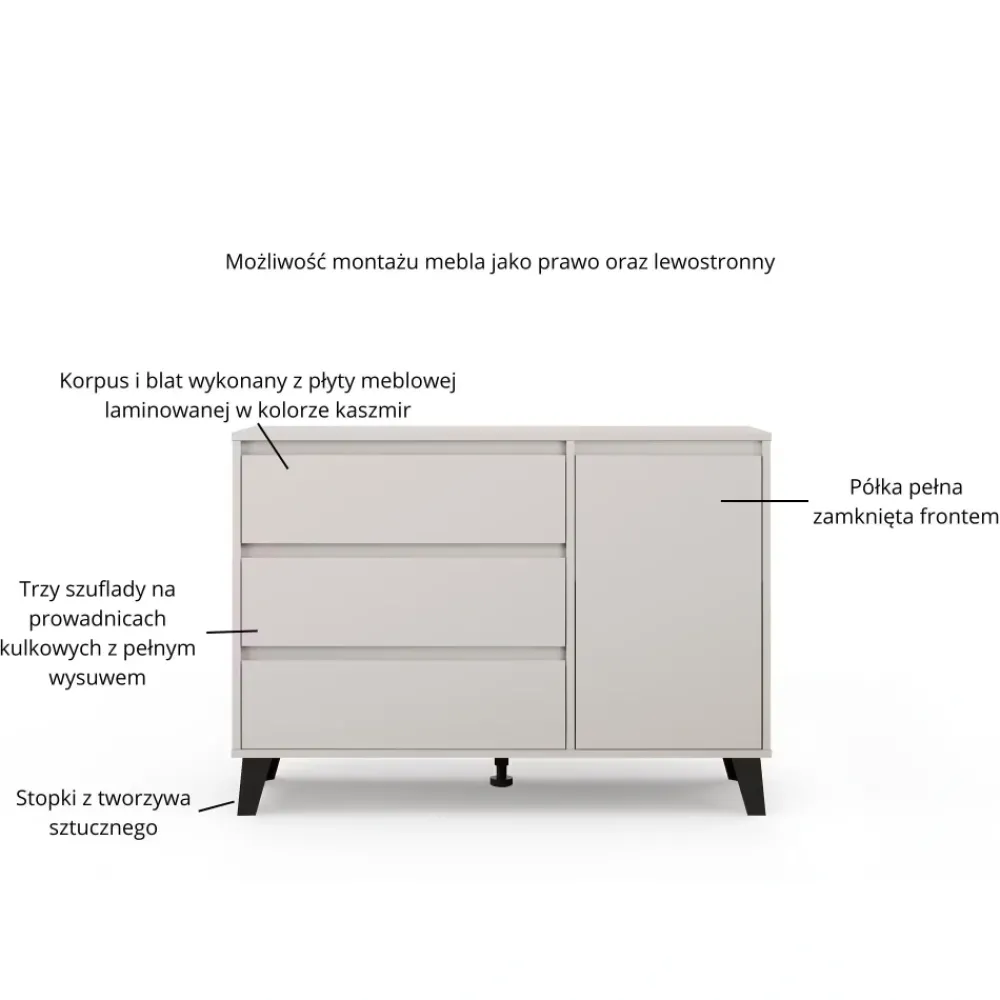 Mebelbos Komody Do Biura|Komody Do Przedpokoju*Kaszmirowa komoda z 3 szufladami i szafką BORG