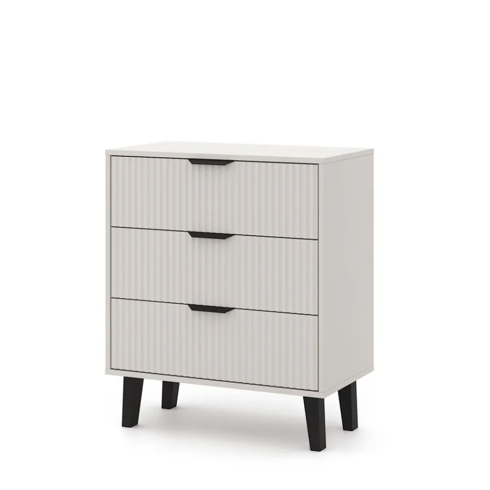 Mebelbos Komody Do Biura|Komody Do Przedpokoju*Kaszmirowa komoda z trzema szufladami 3S, ryflowane fronty BORG DUO