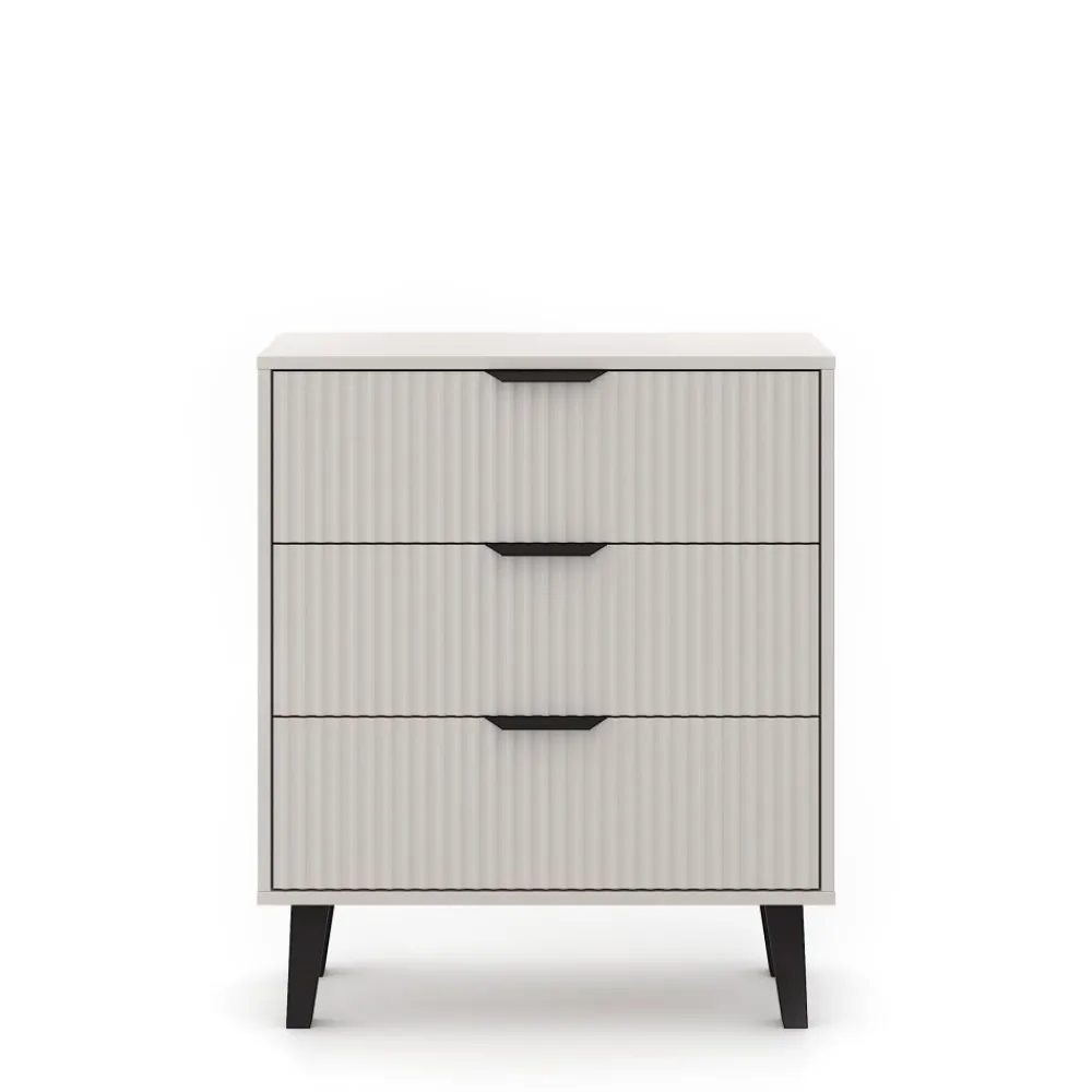 Mebelbos Komody Do Biura|Komody Do Przedpokoju*Kaszmirowa komoda z trzema szufladami 3S, ryflowane fronty BORG DUO