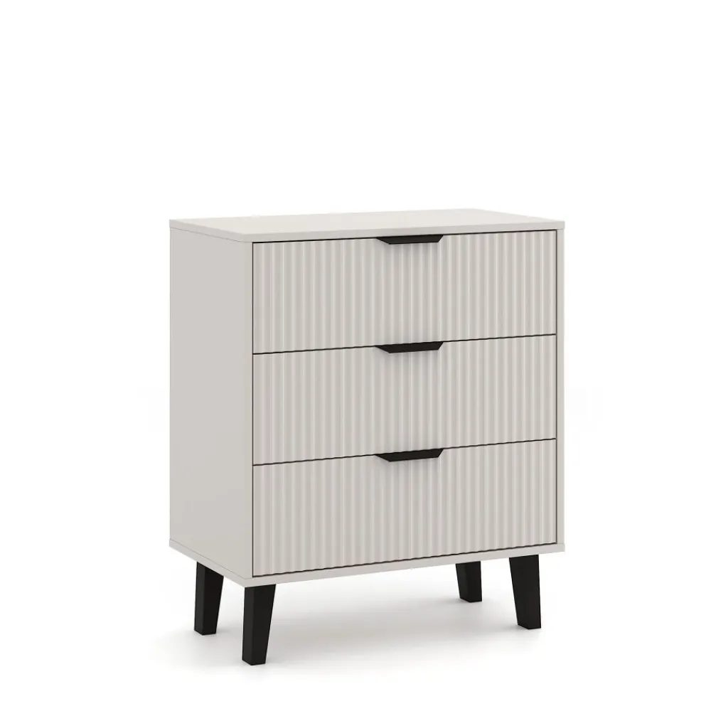 Mebelbos Komody Do Biura|Komody Do Przedpokoju*Kaszmirowa komoda z trzema szufladami 3S, ryflowane fronty BORG DUO