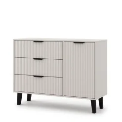 Mebelbos Komody Do Biura|Komody Do Przedpokoju*Kaszmirowa komoda z trzema szufladami i szafką 1D3S, ryflowane fronty BORG DUO