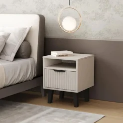 Dzieci Mebelbos Szafki Nocne Do Pokoju Młodzieżowego|Szafki Nocne Do Pokoju Dziecięcego*Kaszmirowa szafka nocna 1S, ryflowany front BORG DUO